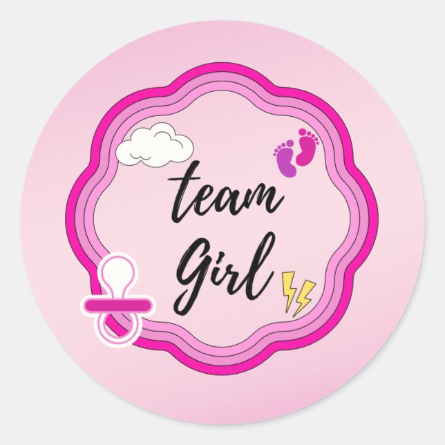 Country Boots or Bows Gender Reveal Team Girl Clas Runder Aufkleber (Vorderseite)