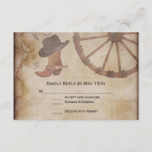 Country Boots Wagon Wheding RSVP Cards