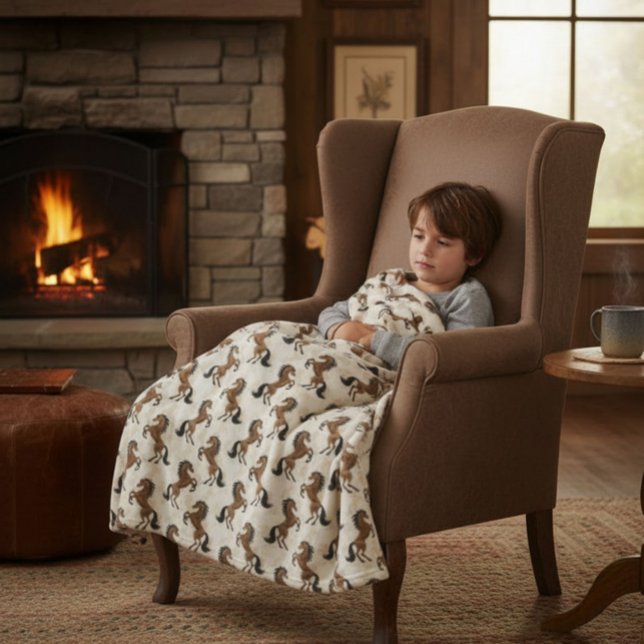 Country Brown Horses Fleecedecke (Von Creator hochgeladen)