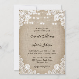 Country Burlap Blumenstrauß Hochzeit Einladung