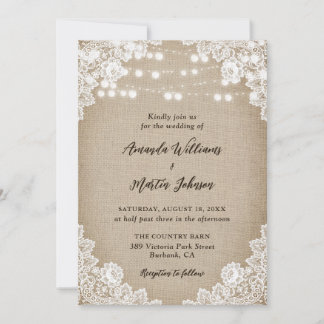 Country Burlap Blumenstrauß Hochzeit Einladung