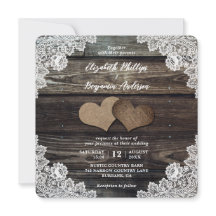Country Burlap Hearts Floral Lace Wood Wedding