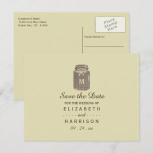 Country Burlap Mason Jar Wedding Ankündigungspostkarte