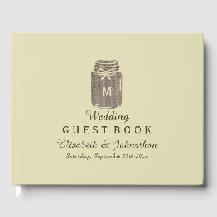 Country Burlap Mason Jar Wedding Gästebuch