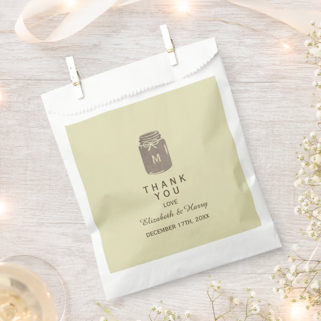 Country Burlap Mason Jar Wedding Geschenktütchen (Ausgeschnitten)