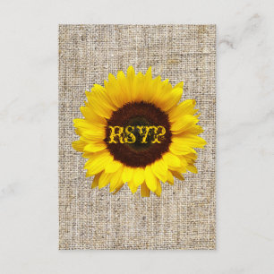 Country Burlap Sunflower Wedding RSVP Reaktion Karte