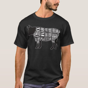 Country Butcher Cut Chart Bull Cow Beef Meat Large T-Shirt