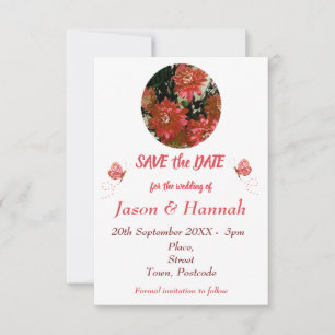 Country Butterfly Floral Foto Koralle Save the Dat Date
