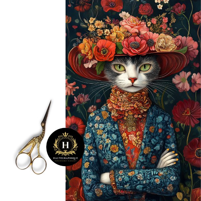 Country Calico Floral Cat Decoupage Seidenpapier (Von Creator hochgeladen)