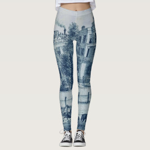Country Charm Pferde Bahn Fahrrad 1871 Lithograph Leggings
