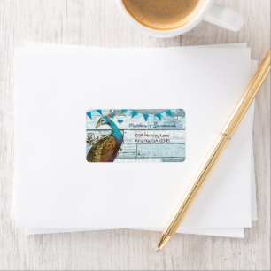 Country Chic Aqua Bunting Vintag Peacock Adressaufkleber