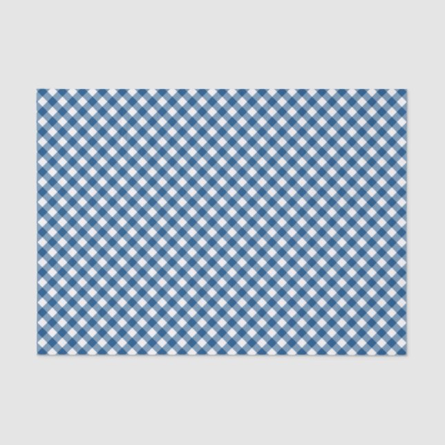 Country Chic Blue Gingham Pattern Seidenpapier (Vorderseite)