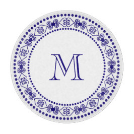Country Chic Blue Monogram Schneidebrett