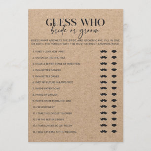 Country Chic Brautparty Bridge oder Groom Game
