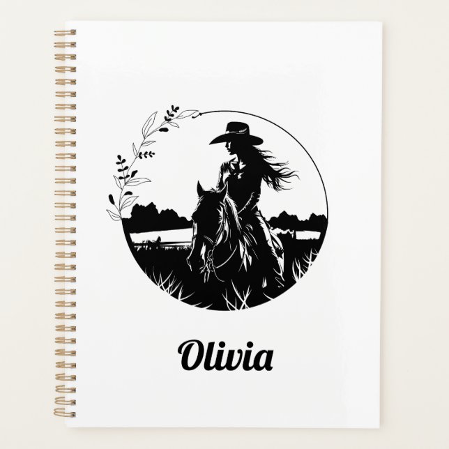 Country Chic Horse Cowgirl Western Personalisiert Planer (Vorderseite)