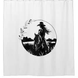 Country Chic Horse Cowgirl Western Reittier Duschvorhang