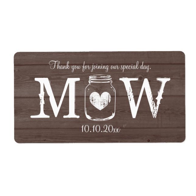 Country chic Maurer Glas Hochzeitswasser Flasche E (Vorne)