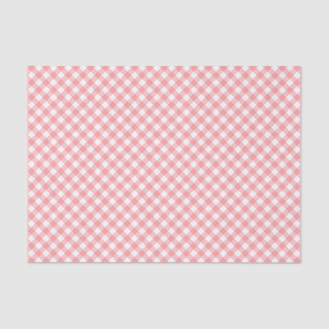 Country Chic Pastel Blush Coral Gingham Seidenpapier (Vorderseite)