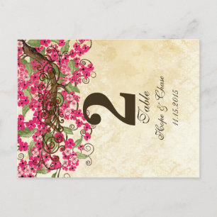 Country Chic Pink Cherry Blossom Tischnummer Card
