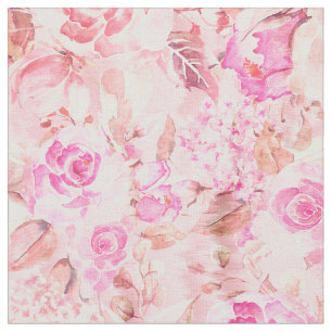 Country chic rosa Koralle Wasserfarbe Sommer Blüt Stoff