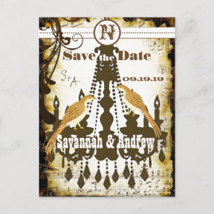 Country Chic Rustic Chandelier Save the Date Ankündigungspostkarte