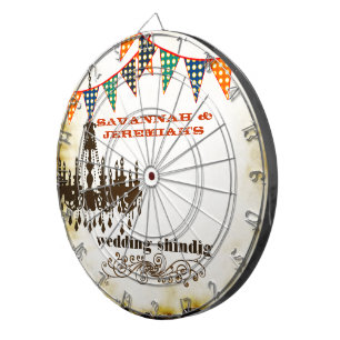 Country Chic Rustic Chandelier Wedding Dart Board Dartscheibe