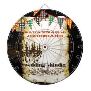 Country Chic Rustic Chandelier Wedding Dart Board Dartscheibe