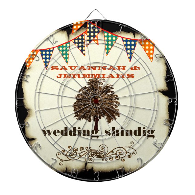 Country Chic Rustic Wedding Dart Board Dartscheibe (vorne)
