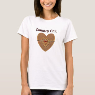 Country Chic rustikale hölzerne Herzen Zwirn Bow T-Shirt