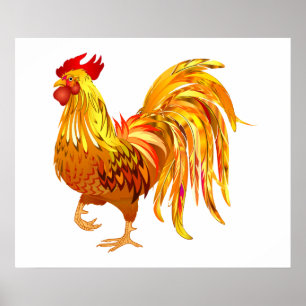 Country Chicken Rooster Vintager Cocktail Poster