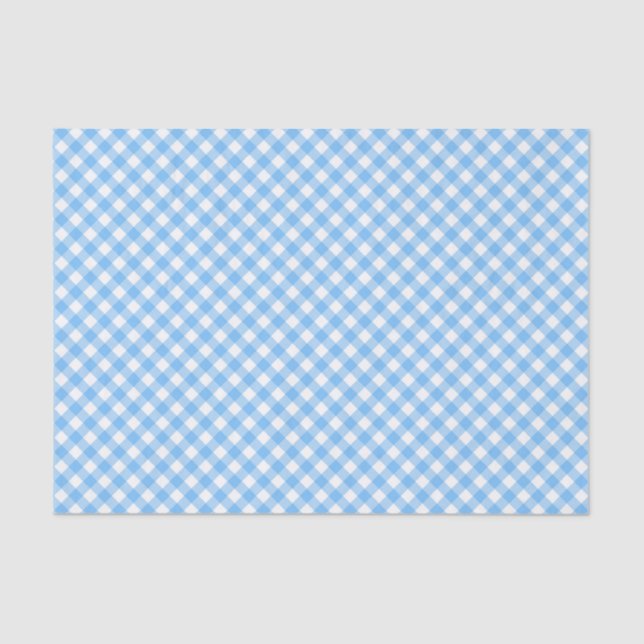 Country Chill Pastel Baby Blue Gingham Seidenpapier (Vorderseite)