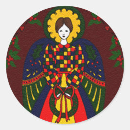 Country Christmas Angel Runder Aufkleber