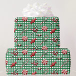 Country Christmas Candy Green Gingham Geschenk Geschenkpapier<br><div class="desc">Weihnachts-Weihnachtscreme Green Gingham Geschenkpapier</div>