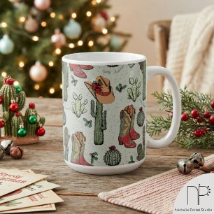 Country Christmas Cowboy Boots Green Kaffeetasse