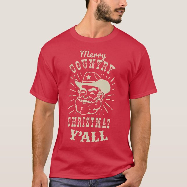 Country Christmas Cowboy Santa T-Shirt (Vorderseite)