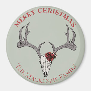 Country Christmas Deer Head Rentier Skull Antlers Magnet