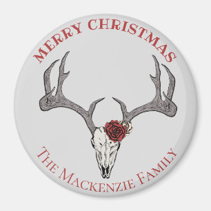 Country Christmas Deer Head Rentier Skull Antlers Magnet