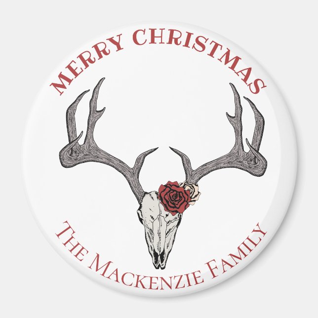 Country Christmas Deer Head Rentier Skull Antlers Magnet (Vorne)
