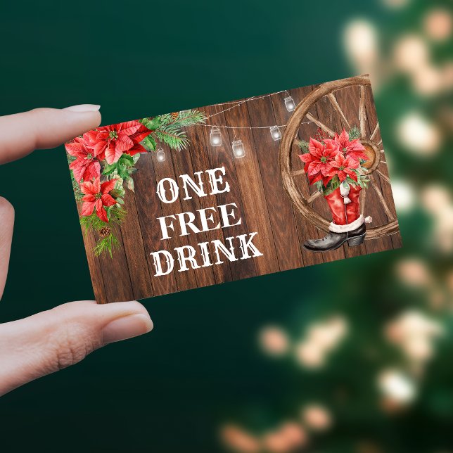 Country Christmas Free Drink Party Card Ticket (Von Creator hochgeladen)