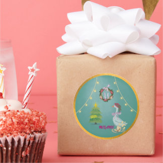 Country Christmas Goose Runder Aufkleber