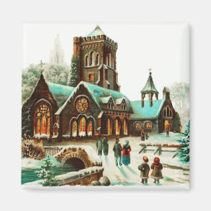 Country Christmas Services Vintag Magnet