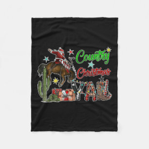 Country Christmas Y'all Cowboy Boots Merry Christm Fleecedecke