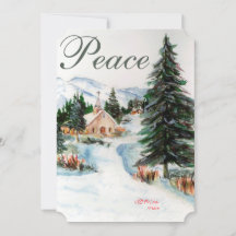 Country Church Winter Mountain Scene Foto Card