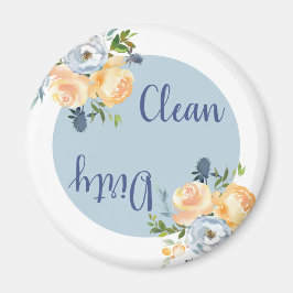 Country Clean Dirty Floral Blue Geschirrspülmaschi Magnet