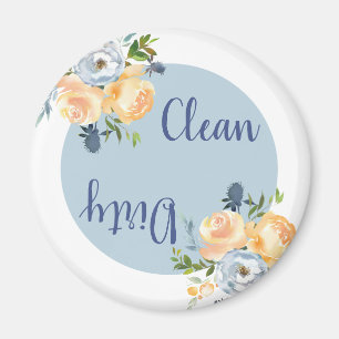 Country Clean Dirty Floral Blue Geschirrspülmaschi Magnet