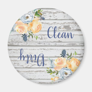 Country Clean Dirty Floral Holz Geschirrspülmaschi Magnet