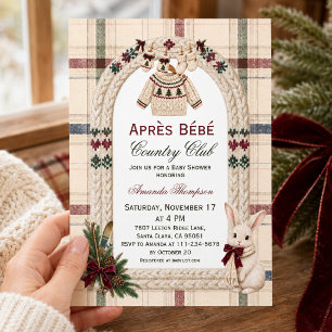 Country Club Après Bébé Bunny Ski Baby Shower-Einl Einladung