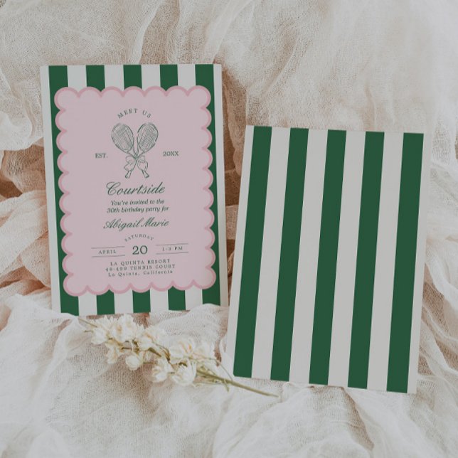Country Club Court Side Racquet Tennis Birthday Einladung (Von Creator hochgeladen)