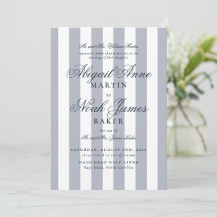 Country Club Formale Elegante Blau Gestreifte Hoch Einladung