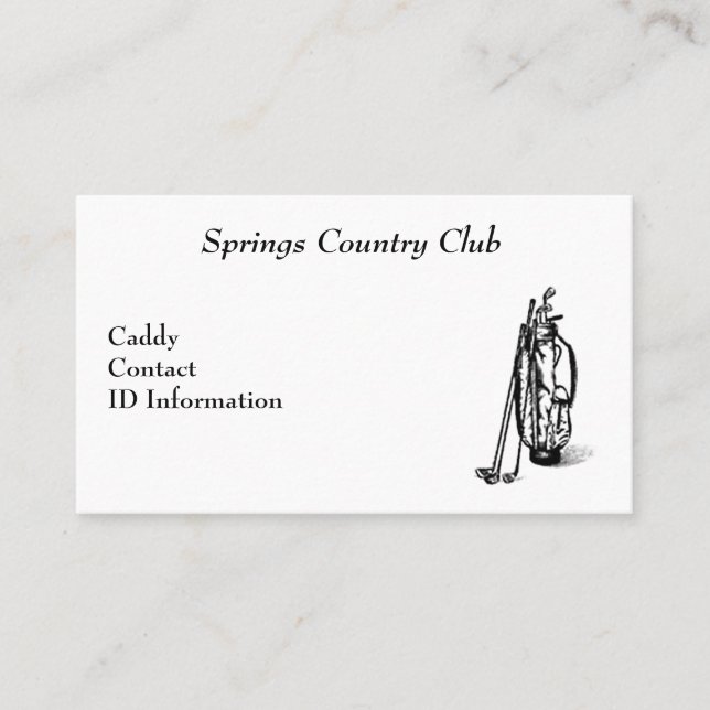 Country Club Golf Caddy Card Visitenkarte (Vorderseite)